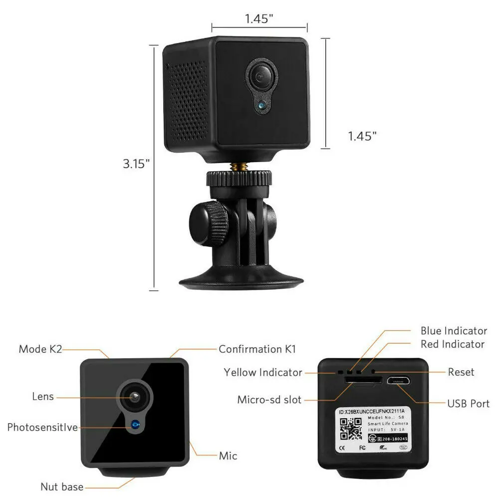 Wifi мини-камера маленькая камера беспроводная HD 1080P камера Встроенный аккумулятор с датчиком движения ночное видение для iPhone/Android