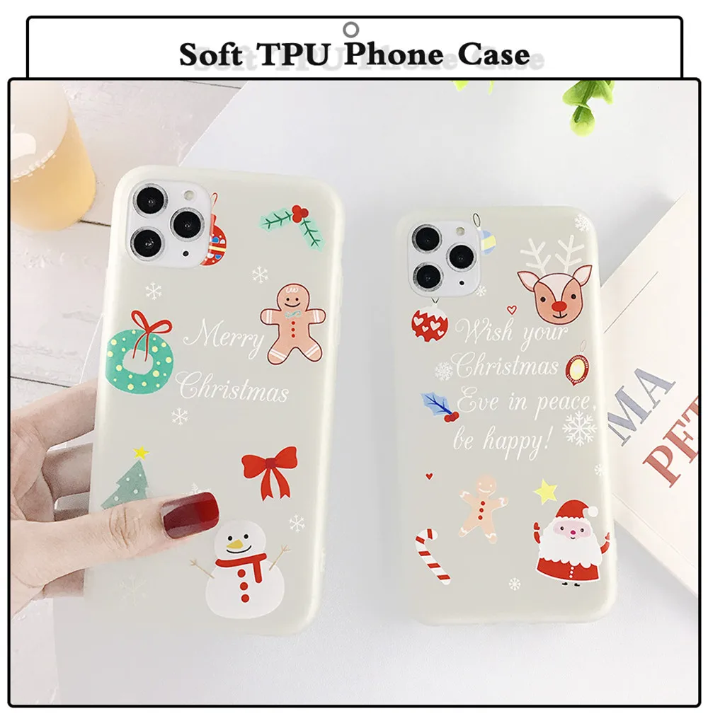 Lovebay Прозрачный матовый светящийся чехол для телефона для iPhone 7 8 6 6s Plus 11 Pro X XS XR XS Max Рождественская мягкая задняя крышка из ТПУ