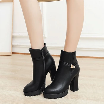 

Brand New Fashionable Shoes Women Big Size 43 Elegant Platform High Heels Office Lady Ankle Boots Female