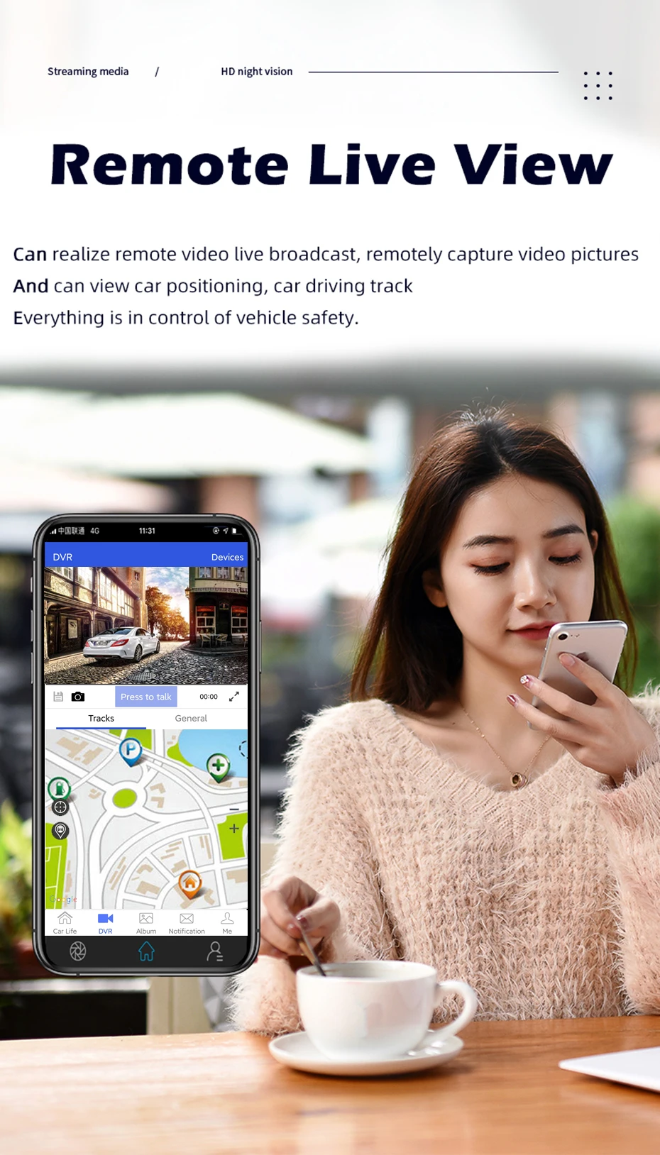 Bluavido 4G hidden dash camera GPS tracking Support Live Remote