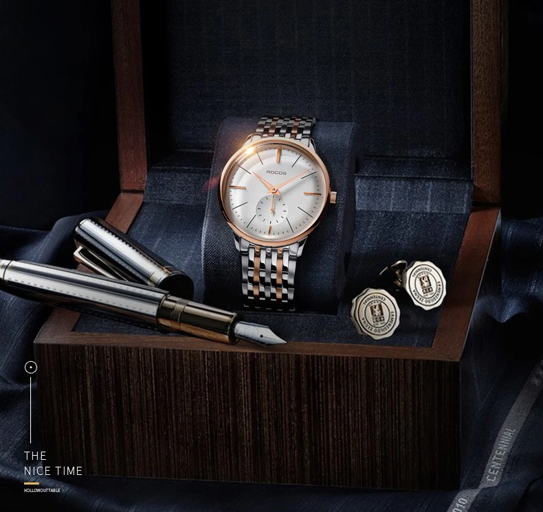 Мужские Роскошные наручные часы, мужские автоматические механические часы Rocos мужская одежда ультратонкие наручные часы водонепроницаемые светящиеся часы reloj hombre