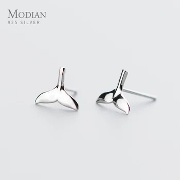 

Modian Authentic 925 Sterling Silver Cute Mermaid Tail Stud Earring for Women Anti Allergy Ear Studs Fine Jewelry Kids Gift