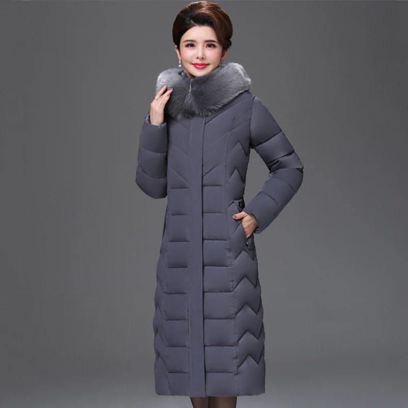 

High Quality 2019 Winter Jacket Women Warm Thicken X-long Slim Ladies Parka Snow Wear Hooded Faux Fur Female Coat