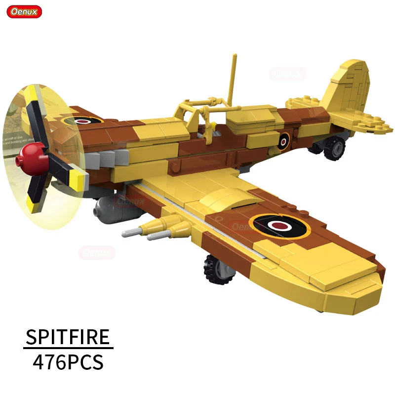 Oenux Новое поступление 2 мировая война классический самолет BF-109/PT-17/P-51/Spitfire Истребитель автомобиль военный строительный блок кирпич MOC игрушка - Цвет: SPITFIRE Aircraft