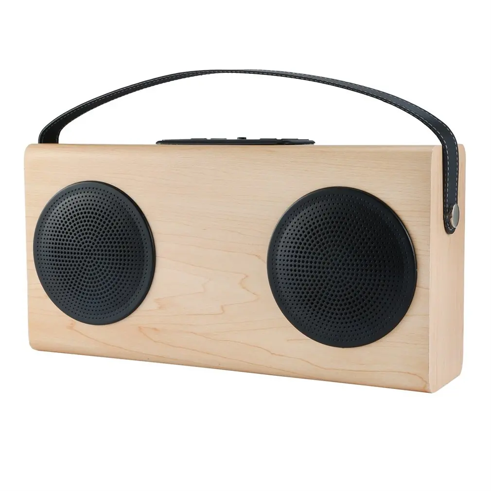 Wooden Speaker FM Radio MP3 Player Aux Portable Wireless 4000mah Rechargable Battery for Smartphone Tablet Computer