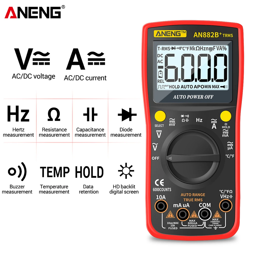 El multímetro digital ANENG AN8002 6000 cuenta el probador de temperatura del ammeter AC DC El multímetro digital ANENG AN8002 6000 cuenta el probador de temperatura del ammeter AC DC
