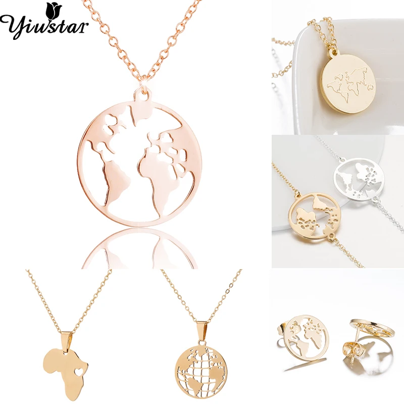 Yiustar Мини карта мира ожерелье ювелирные изделия для женщин девочек оригами