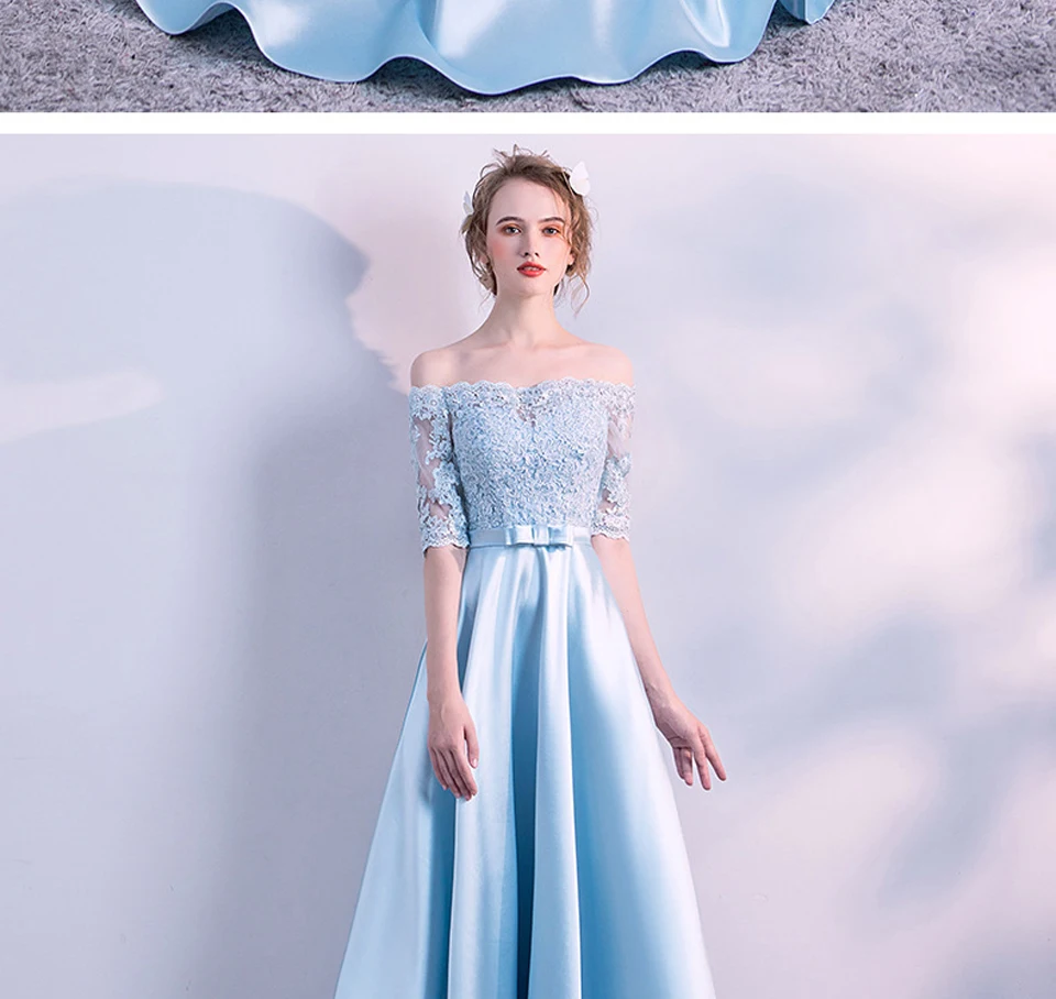 Ламия Robe De Soiree элегантное вечернее платье с длинным 2019 аппликации платье для банкета, вечеринки великолепные атласные вечерние платья vestido