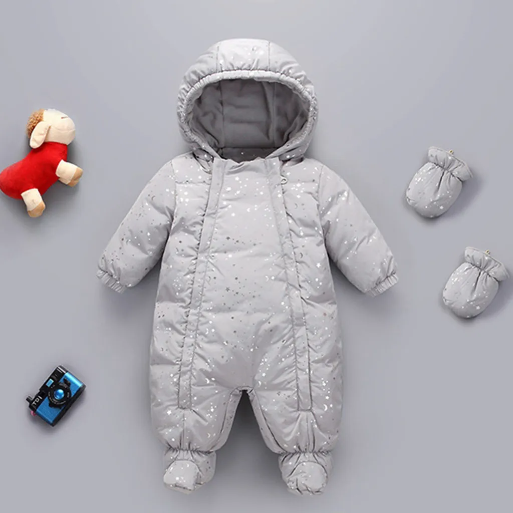 

Infant Baby Girls Boys Hooded Eiderdown Jacket Jumpsuit Winter Snowsuit roupas infantis menina dropshiping W1009