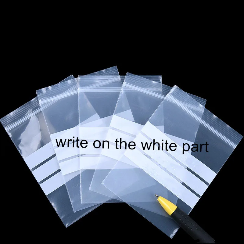 

500Pcs 5x7cm Clear Plastic Zip Lock Retail Package Bag Self Seal Zipper Bag for Snack Dried Flower Storage with Writable Line