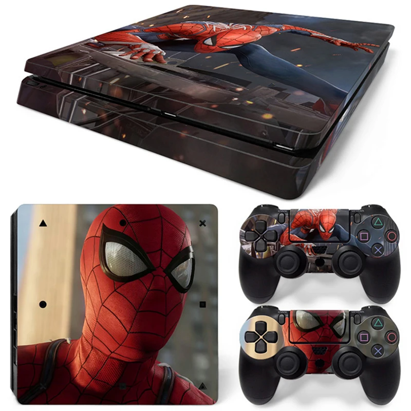 Marvel Spider Man Deadpool Sticker Cover Wrap Protector Skin For Sony PS4 Slim Console & 2PCS Controller Skin Decal For PS4 Slim 