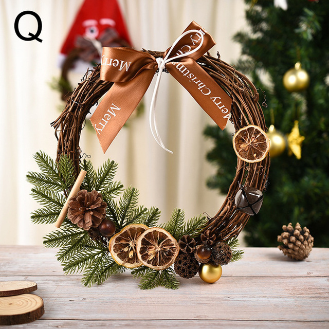 Wreath With Bow Door Hanging Rattan Ornament Garland Xmas Wall Window Wedding Decorations Home Decor Leaves