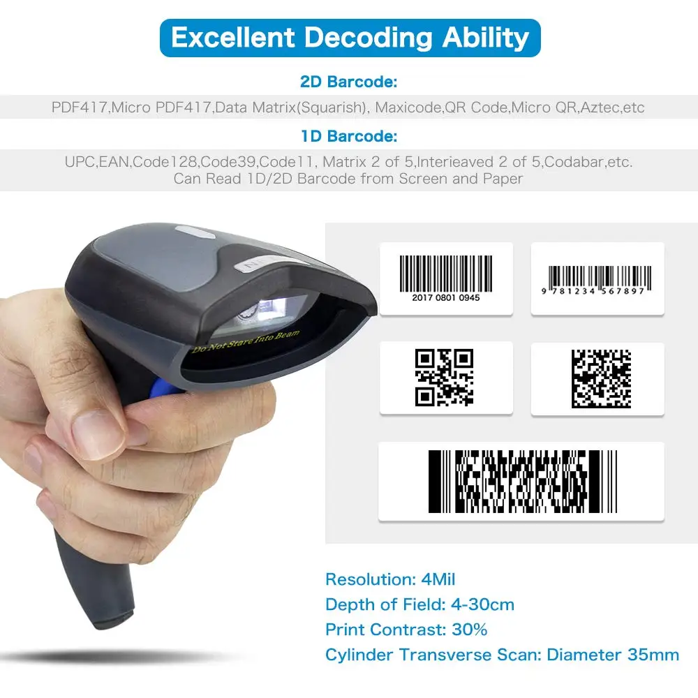 NETUM W8-X Bluetooth беспроводной 2D QR сканер штрих-кода(80 шт