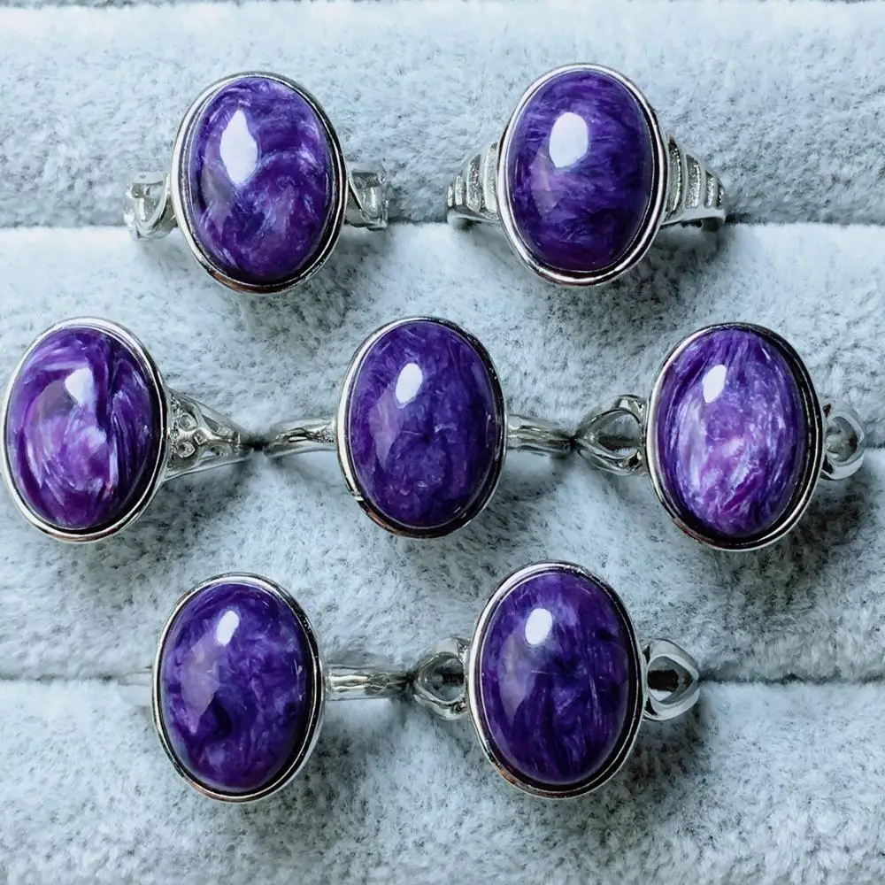 Charoite S925 Anello Di Perline All'Ingrosso Natura Blu Natura Formato Libero Un Formato