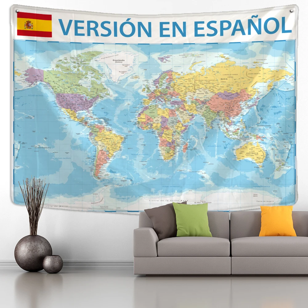 Spain Map Tapestry Wall Hanging Bohemian Style Art Science Fiction Psychedelic Mandala Living Room Home Decor tapestry decorations