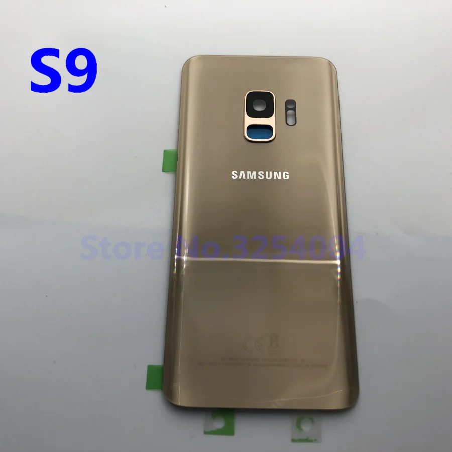 Чехол на заднюю батарейку S9 для samsung Galaxy S9 Plus G960F G965F Задняя стеклянная крышка корпуса+ клей+ рамка для объектива камеры - Цвет: S9 Golden