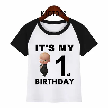 

New Kids Boss Baby Birthday T-shirt for Children Cartoon Funny Printing Birthday Girls T Shirts Girl Clothes Party Tees