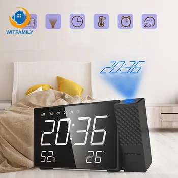 

Digital Alarm Clock Projection Snooze Temperature And Humidity Display Electronic Fm Radio Desk Table Led Clocks Time Projector