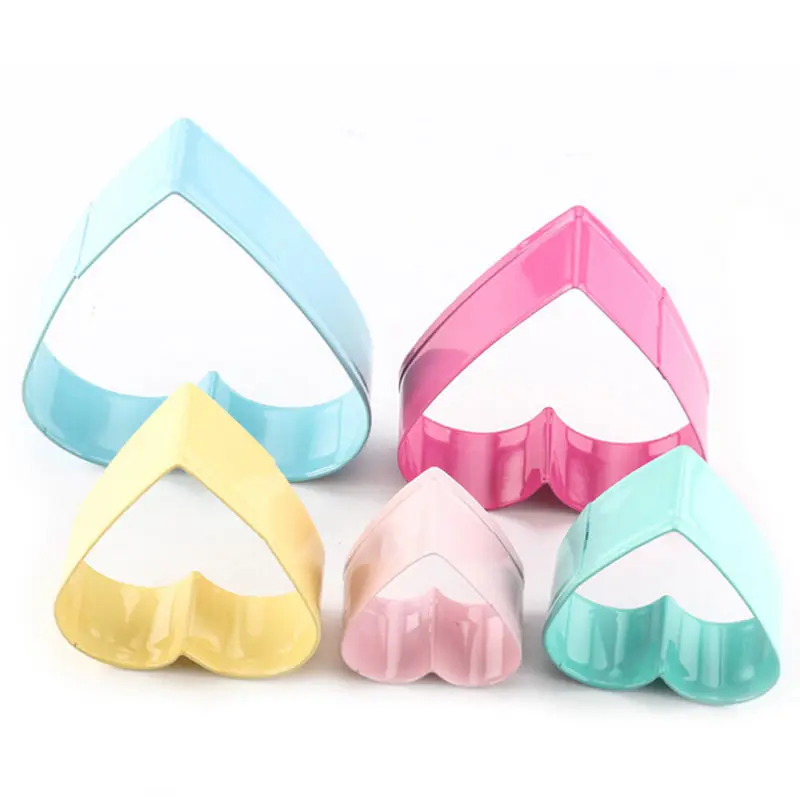 colorful Горячие 5 шт. DIY Инструменты для печенья вечерние десерт нержавеющая сталь Форма сердца Bakeware3D с днем рождения плесень 3D формы для печенья украшения - Color: colorful
