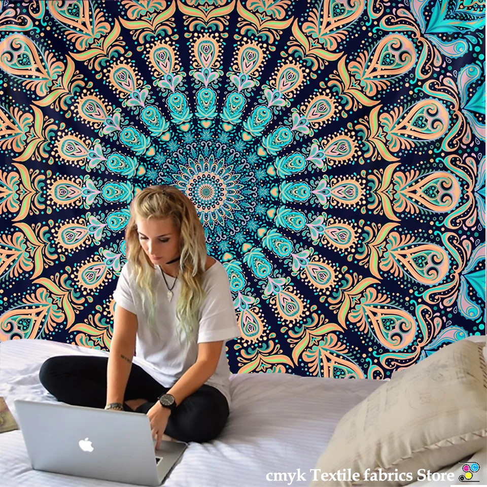 Mandala Kárpit falra Akasztás boho dekor falra ruhával tapestries psychedelic Hippi éjjeli Hold Kárpit Mandala falra Szőnyeg