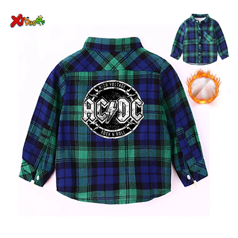 kids shirts green Детский плед рубашки блузки зима теплый ben 10 Дети Малыш красный плед Мальчики пистолеты Роза одежда для девочек новые ACDC футболки Блузка - Цвет: kids shirts green