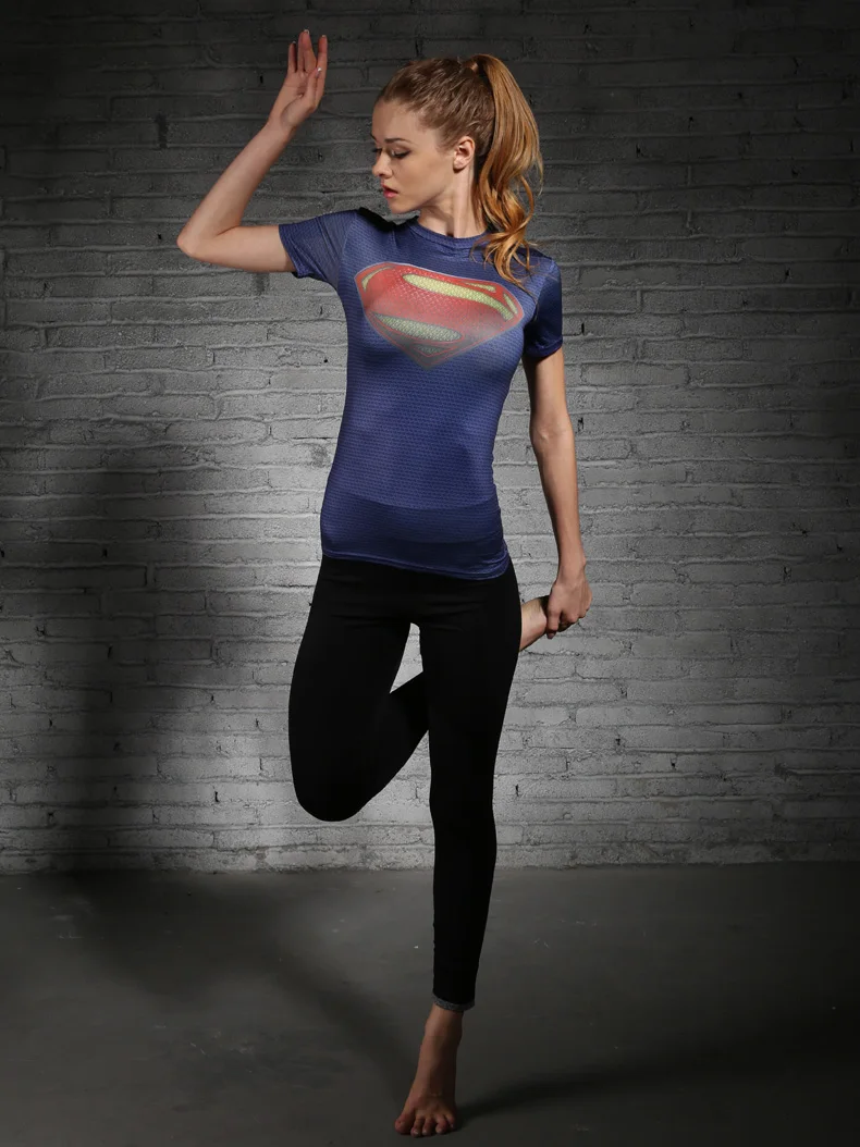 Superman 3D Printed New Quick Dry Marvel clothing Running cycling Jersey Men&women Sport short Sleeve Compression Top Gym Men