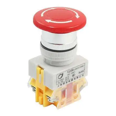 

600V 10A NO NC Emergency Stop Latching Red Mushroom Push Button Switch