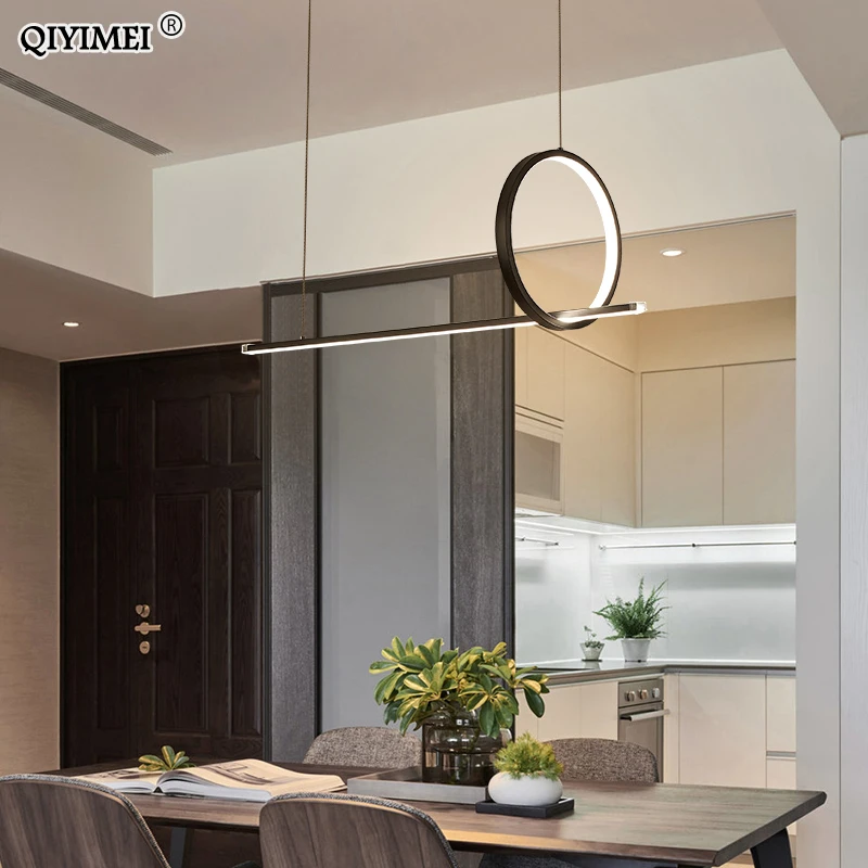  Modern LED Pendant Lights For Dining Room Kitchen Dimmable With Remote Black Aluminum Body Ceiling  - 4000071229307