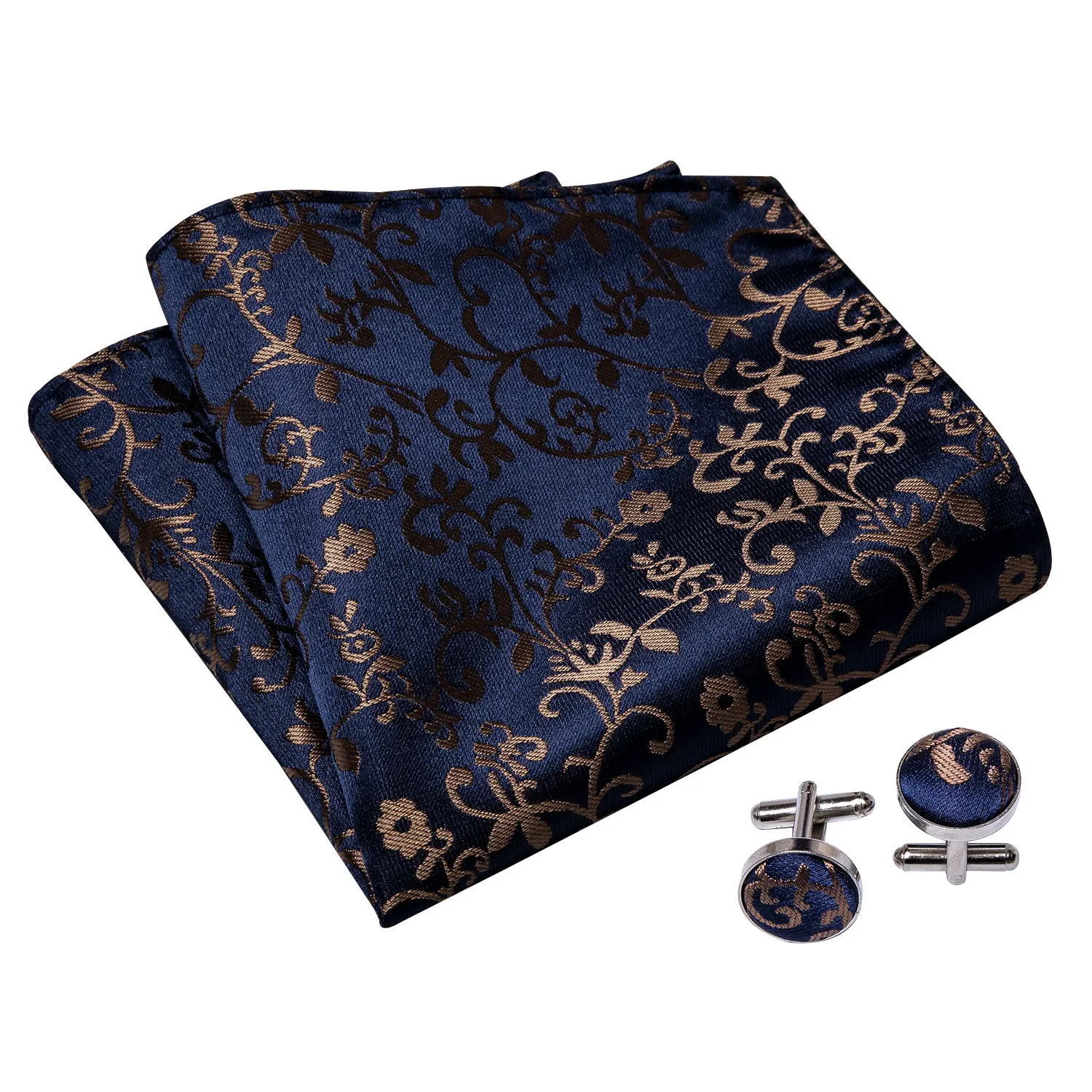 2019 Мужской комплект Ascot синий галстук золотой цветочный Шелковый галстук модный дизайнерский галстук модный мужской Карманный платок