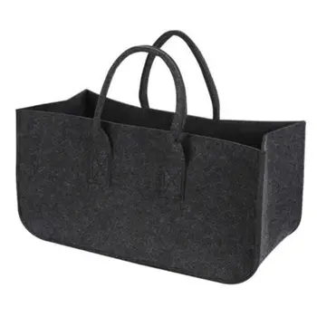 

Vegetable Storage Basket with Handle Home Storage Felt Weave Home Basket for Laundry Sundries Clothing Solid Gray