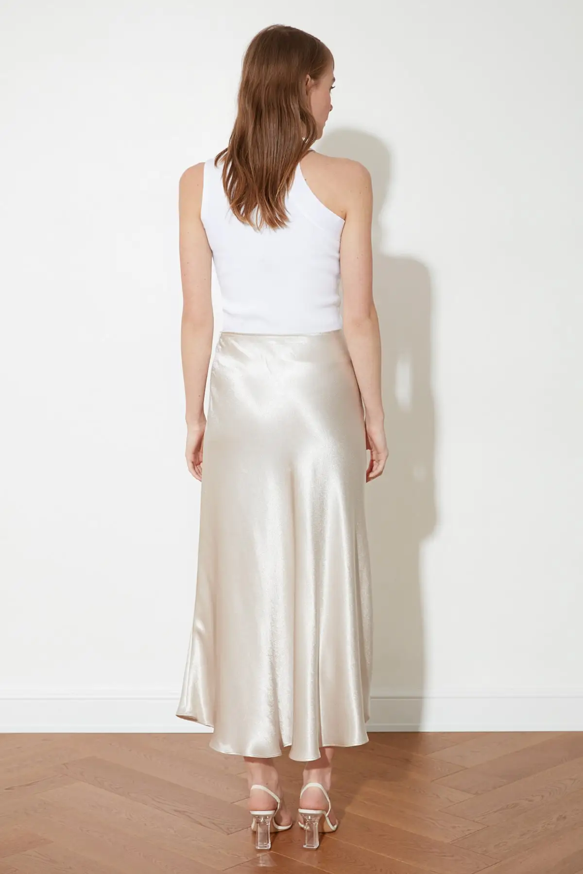 Trendyol Satin Midi Skirt TWOAW21ET0223 юбка faldas юбка с высокой талией faldas largas юбка летняя jupe longue femme 2021 Fashion Trendyol Satin Midi Skirt TWOAW21ET0223 юбка faldas юбка с высокой талией faldas largas юбка летняя jupe longue femme 2021 Fashion
