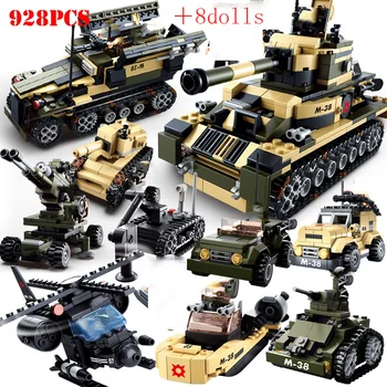 

8 in 1 Military Tank Vehicle Specia Force Building Blocks Army Weapons Soldiers Figures Technic Bricks Toys For Children Gifts