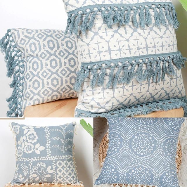 Boho Decorative Lace Throw Pillow Case with Small Beads,Trimmed