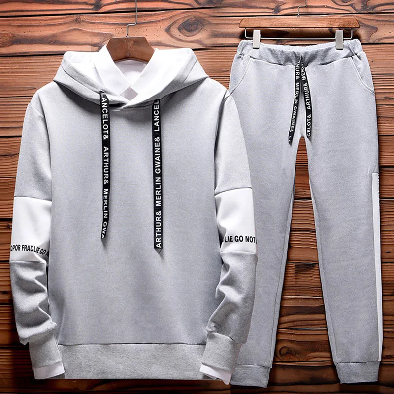 Reviews Men Tracksuit Fashion Hoodies Suits Brand Track Suit Autumn Winter Drawstring Hooded Sweatshirt Pullover Sportswear Custom LOGO