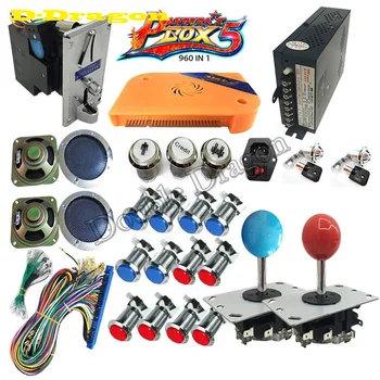 

Arcade Bundle kits with pandora's box 5s 960 in 1 led chrome arcade push buttons happ joystick fan speaker amplifier