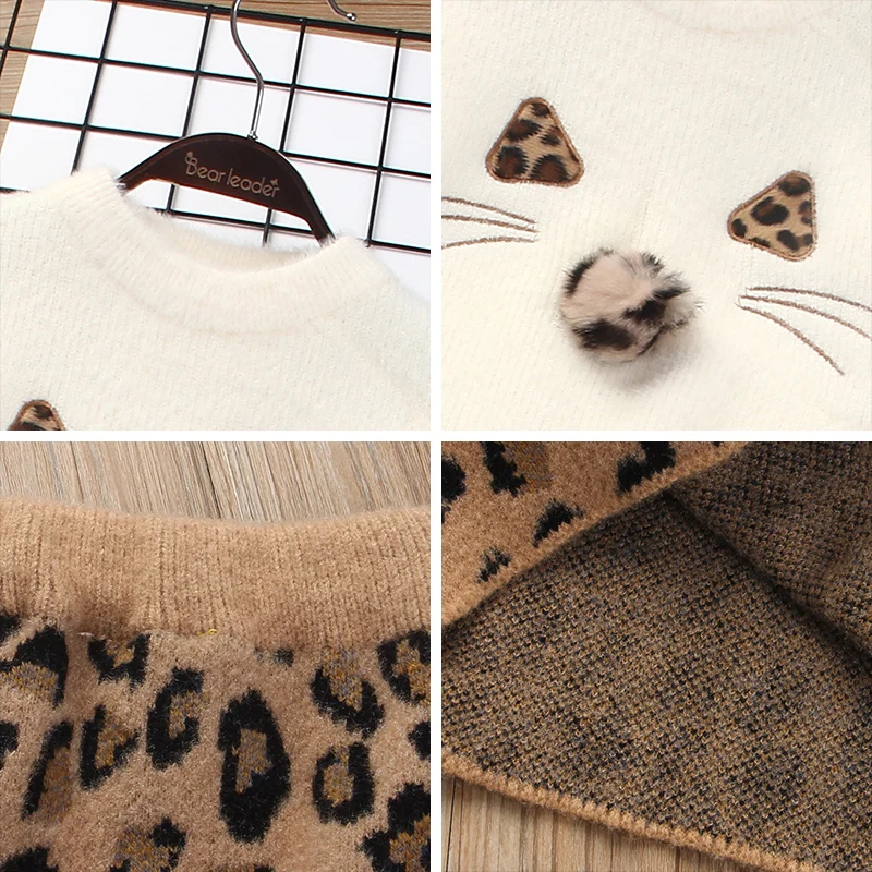 Bear Leader/Детские комплекты; новая зимняя одежда для девочек; свитер с длинными рукавами; одежда с рисунком кота; милый детский комплект; модная детская одежда