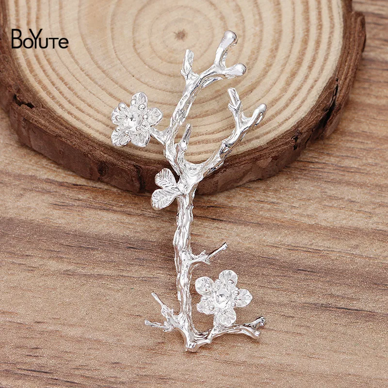 Silver Plated BoYuTe(20 шт./лот) 28*62 мм ветка дерева металлический сплав материалы Diy ручной работы украшения для волос аксессуары - Цвет: Silver Plated