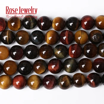

Natural Stone AAAAA Quality Three-Color Tiger Eye Agates Round Loose Beads 15" 4 6 8 10 12 14 MM Pick Size For Jewelry Making