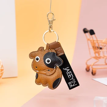 

Cute Cow muti color real leather key chain for men and women