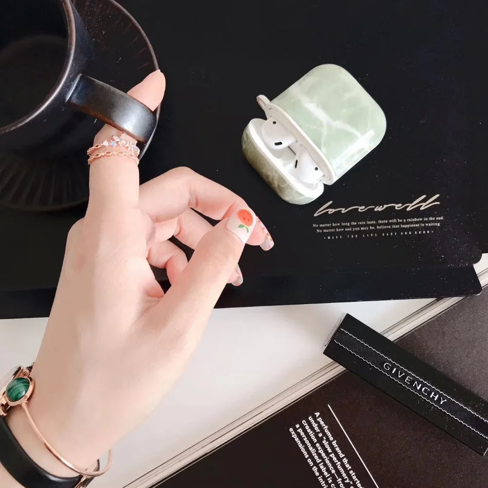 Роскошный чехол для Airpods 2 Чехол мраморный чехол для наушников для Apple Airpods беспроводной Bluetooth чехол для наушников Air Pods Earpods - Цвет: 531H