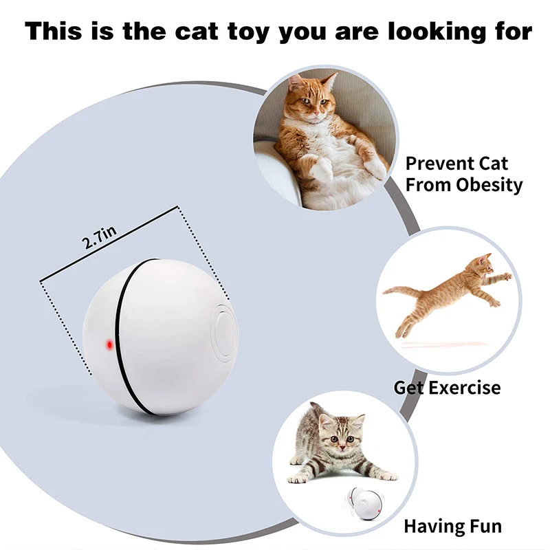 Умная интерактивная игрушка для кошек, USB перезаряжаемая светодиодная лампа, 360 градусов, самовращающийся шар, домашние животные, играющие игрушки, активированный мяч для питомцев