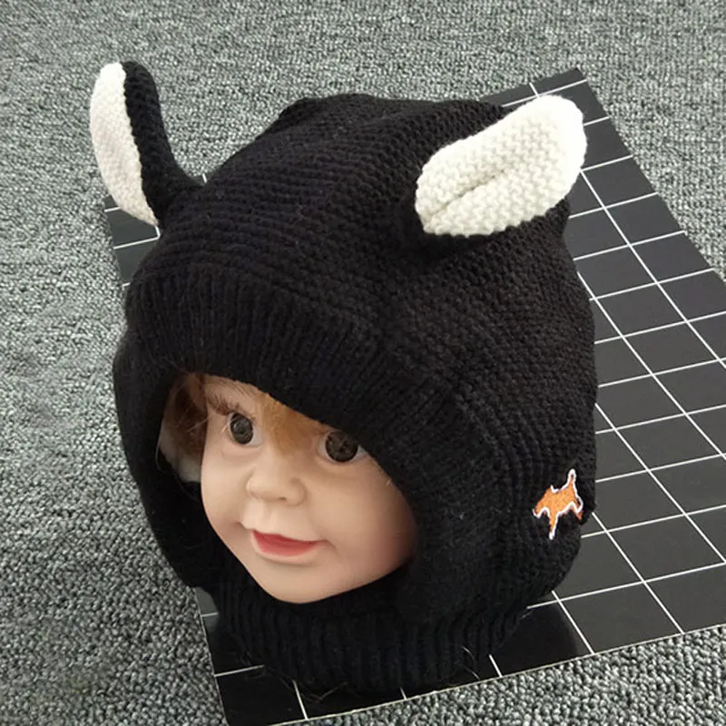 Детская зимняя шапка с ушками щенка из мультфильма вязаные шапки флисовые для