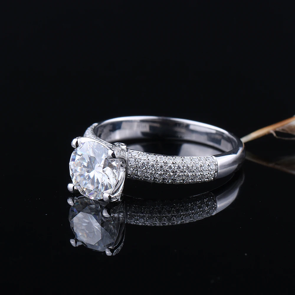 Твердое 18K Белое Золото AU750 1ct D круглое блестящее огранка 4 зубец обручальное