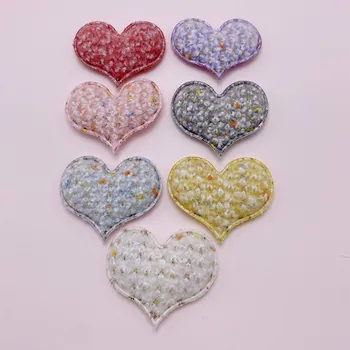 

35pcs 3.8*4.3cm Plush Furry Fabric Heart Padded Patches Appliques for Handmade DIY Clothing Hair Clip Headwear Sewing Supplies