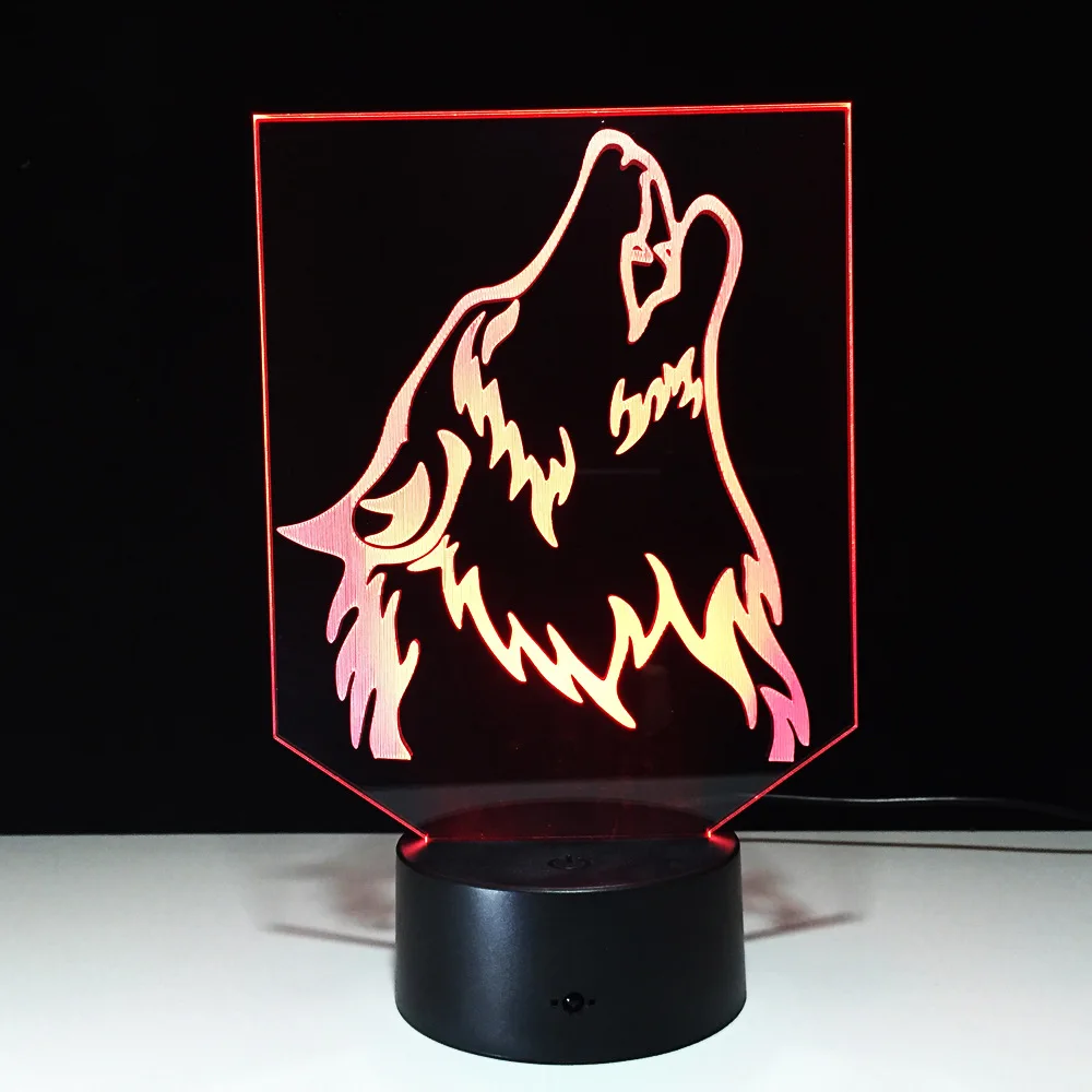 

Wolf Head 3D LED Night Light Multicolor RGB Bedroom Decor Kids Christmas Gift Toys lamp drop ship Amazon