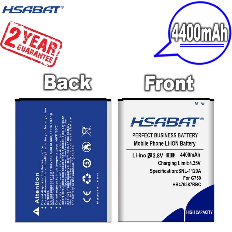 Новое поступление [HSABAT] 4400mAh HB476387RBC Сменный аккумулятор для huawei honor 3X G750 B199 |