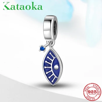 

New 925 Sterling Silver Devil's eyes blue enamel Pendant Charms for Jewelry Making fits Original Silver 925 Bracelet Women