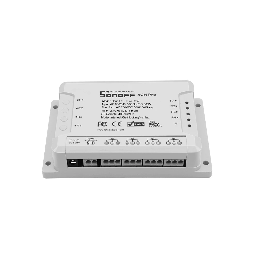 Sonoff 4CH Pro R2 ITEAD RF 433 МГц 4 банды умный Wifi переключатель RF Wifi светильник 3 режима работы инчинг интерлок умный дом