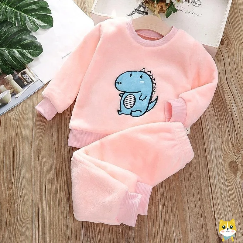 Autumn Winter Children's Clothing Suits Baby Girl Clothes Baby Boy Clothes Plush Long-sleeved Top and Pants Boys Clothes