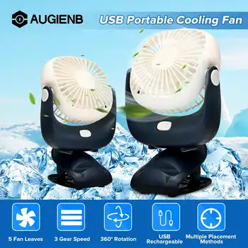 

Mini USB Portable Rechargeable Air Cooling Clip Desk Fans Multi Use 3Speed 360° Adjustable Desktop Office Fan with Phone Holder